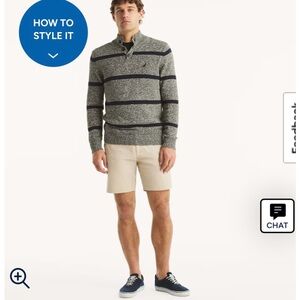 Nautica Men's Classic Beige Shorts, Relaxed Fit, Size 34W